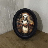Halloween Skull Wooden Picture Frame for Desk, Living Room, Dining Room, Entryway