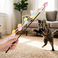 Interactive Retractable Cat Wand Toy with Bell and Tassel