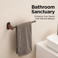 Bathroom Towel Storage and Rack Wall Mounted for Washroom, Minimalist Black Walnut Wooden with Bar for Homeowners