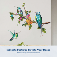 Hummingbirds Wall Decal Colorful Design Home Decoration Removable Vivid Print for Toddlers, Parents, Playroom, Entryway