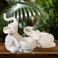 Vintage Thai Creative Elephant Candle Holder Resin Craft Wedding Home Decoration