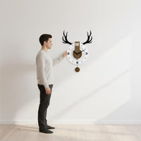 Battery Operated Acrylic Deer Head Clock Non-Ticking Deer Horn Wall Clock Artistic House Decoration Modern Design for Bedroom