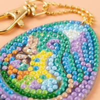 6pcs Easter Crystal Mosaic Keychain Sparkling Rhinestones Single S DIY Easter Egg Keychain Kit 5D Double-Sided Gem Painting Charm for Kids, Keychains