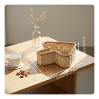 Paper Rope Woven Basket Handwoven Desktop Sundries Organizer Versatile Imitation Rattan Snack Tray for Living Room, Dresser Top, Washroom Counter