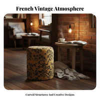 Vintage Aesthetic Upholstered Makeup Seat Multifunctional Upholstered Drum Stool Sturdy & Stable Vanity Chair Modern & Stylish for Hotel Owners, Homeowners, Interior Designers, Entryway, Dressing Room, Bedroom, Walk-in Closet