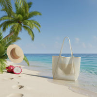 Interior Pocket with Zipper Mesh Beach Bag Anti-Sand Bottom Foldable Tote Bag Minimalist Design Women's Accessory for Shopping