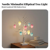 Lighted Easter Ornament Tree LED Lights Lighted Birch Tree with Hanging Eggs Spring Decor Tabletop Centerpiece for Home Stylists, Families