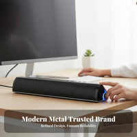 sleek Bluetooth Speaker Plug and Play Desktop Soundbar Portable Design Computer Peripheral for PC Users, Music Lovers, Bedroom, Gaming Setup, Travel