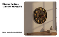 Non-Ticking Green Foliage Wall Clock Silent Movement Foliage Design Clock Battery Powered for Gamers, Living Room, Bedroom, Kitchen