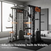Guided Machine Workout Rack Combo Heavy-Duty Steel Frame Squat and Bench Press Rack Smooth Pulley System Multi-Functional Guided Machine