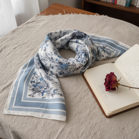 Navy Blue Paisley Waist Scarf for Dresses and Commuter Fashion