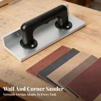 Ergonomic Handle Corner Sander Multi-Use 90-Degree Corner Sander Lightweight Hook and Loop Sanding Tool Aluminum Alloy Base for Construction Workers, DIY Enthusiasts, Wall Prepping, Home Renovation, Interior Decorating, Woodworking