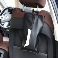 Storage Bag for Car Interior Accessories and Home Office, PU Leather Sun Visor Paper Storage Case, Hanging Car Tissue Holder, Modern Style 1pc