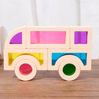 25 Pieces Wooden Building Block Set Educational Transparent Block Set Shape Recognition Blocks Fine Motor Skills