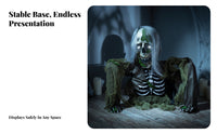 Halloween Decor Long Gray Hair Glowing Eyes Motion Sound Zombie Skeleton for Home Display