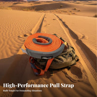 Reinforced Loops Winch Tree Saver Strap High-Strength Polyester Tree Saver Winch Strap Wear-Resistant Vehicle Tow Rope for Truck Owners, 4x4 Drivers, Emergency Responders, Winching, Overlanding, Sand, Snow