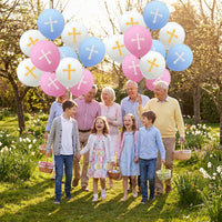 100 Pieces Latex Balloons Cross Print Balloons for Groups, Christians, First Communion Parties, Baby Shower, Party Supplies