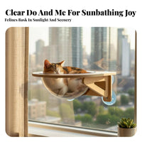 Drilltool-Less Installation Suction Cup Feline Pod Space-Saving Window Seat Sunbathing Lofelineion Pet Furniture Stable Triangular Frame for Felines, Balcony, Indoors, Bedroom, Living Room