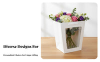 Flower Bouquet Bag Portable Handles Trapezoid Gift Bag Sturdy Construction Paper Flower Carrier for Florists, Weddings, Birthdays, Anniversaries