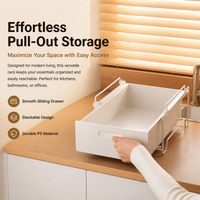 White Pull Out Drawers for Cabinets, Stackable Storage Organizer, Metal Sliding Drawer for Office & Craft Supplies, 16cm Height