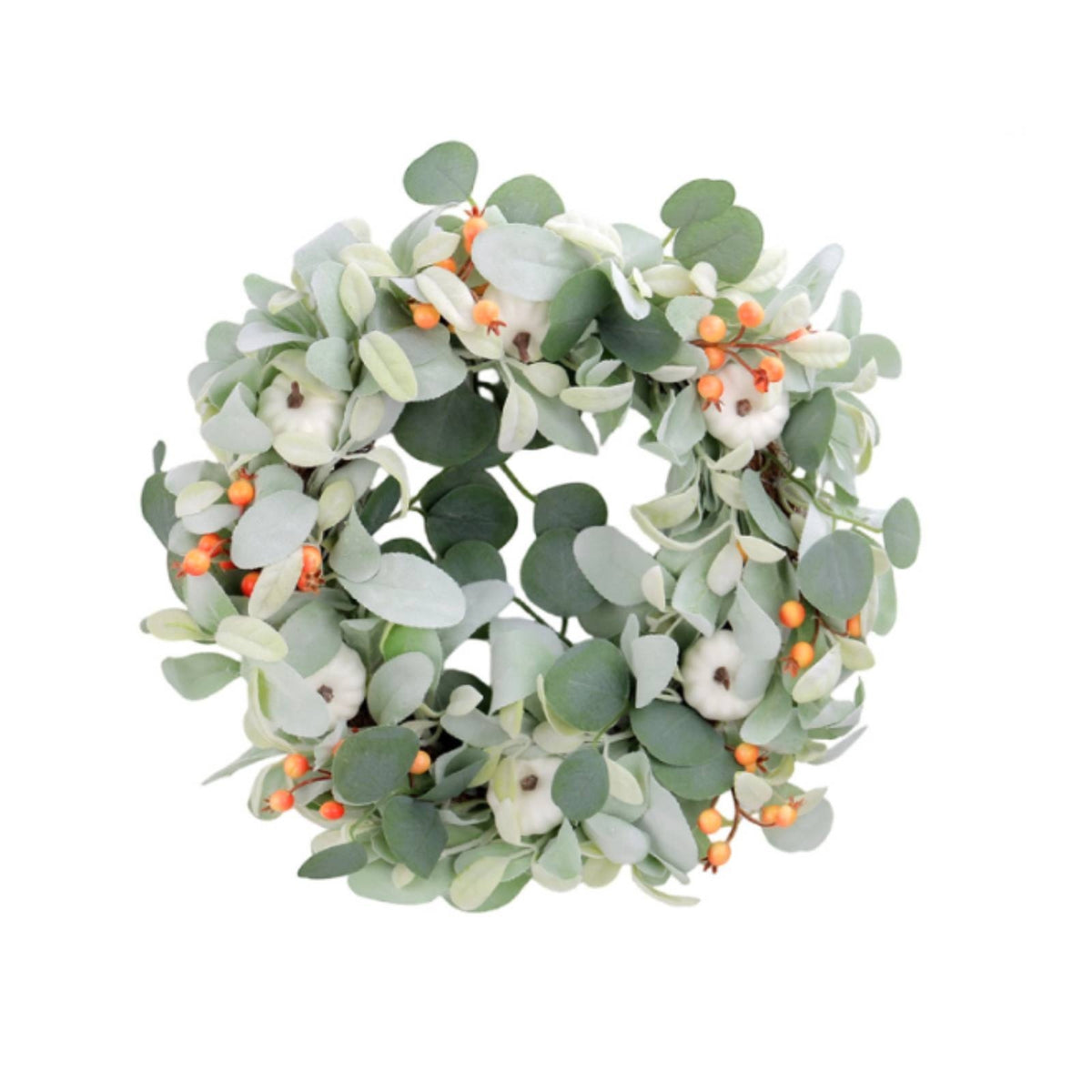 Eucalyptus Wreath with Pumpkins Thanksgiving for Wall, Kitchen