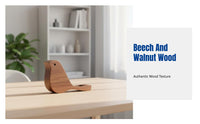 Hardwood Business Card Holder, Beech & Walnut, Creative Creature-Shaped Wooden Card Stand, Desktop Organizer