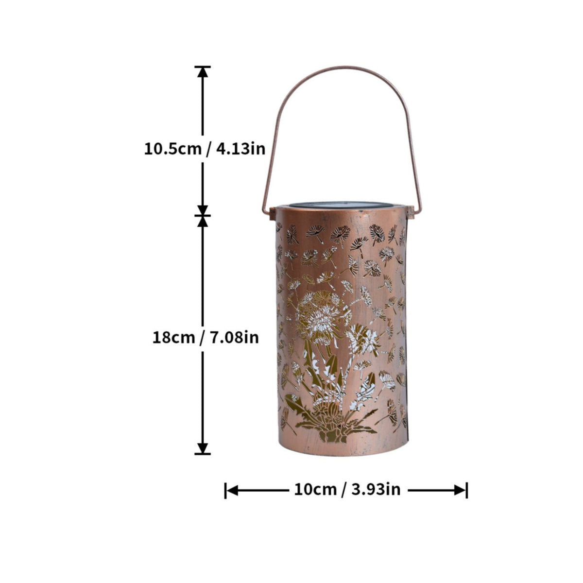 Weather Resistant Dragonfly Pattern Solar Lantern Automatic On/deactivate Solar Powered Projection Lantern Portable Hollow Metal Garden Light for Yard, Patio, Balcony, Pathway