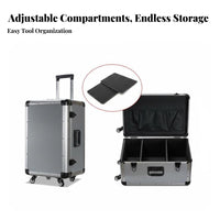 Telescopic Handle Rolling Tool Box Sturdy Wheels Equipment Case Reinforced Corners Portable Storage Large Capacity for Professionals, DIY Enthusiasts, Job Sites, Jobsite, Workshop, on-Site Service