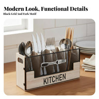 Wooden Utensil Holder Compartmented Design Compartment Silverware Organizer Nordic Design Wooden Silverware Holder for Restaurant, Buffet