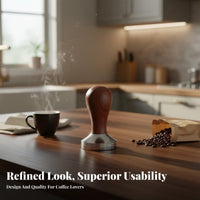 304 Stainless Steel Espresso Tamper Ergonomic Design Wood Handle Coffee Tamper Heavy Duty for Home Baristas
