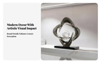 Decorative Transparent Sphere Sculpture Four-Loop Loop Ornament Geometric Design Dark Foundation Display Ornament
