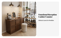 Cream Design Reception Counter Multi-Functional Modern Minimalist Front Desk Wide Countertop Salon Front Desk for Receptionists, Boutique