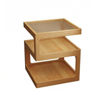 Space-Saving Bedside Storage Table Solid Wood Legs Number-Shaped Side Table Creative Design Nightstand Rounded Corners for Apartment Dwellers, Homeowners, Students, Bedroom, Small Areas, Corner Nook, Living Room