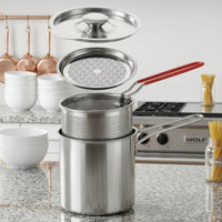 Compact Deep Fryer Pot with Basket and Strainer Easy to Clean Deep Fryer with Lid Portable Cookware for Home Cooks