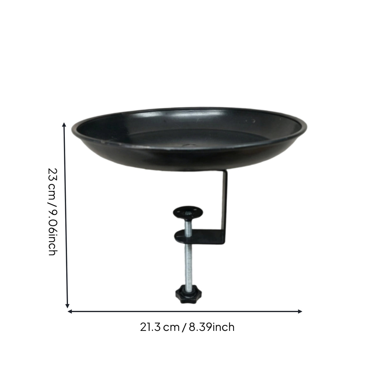 Metal Bird Bath Black Finish Freestanding Bird Bath 2-in-1 for Courtyard