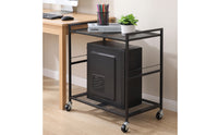Computer Desktop Stand with Wheels Rolling PC Desktop Stand Computer Holder with Wheels Mobile Furniture Under-Desk for Gamers