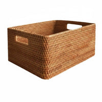 Woven Rattan Basket Multi-Purpose Rectangular Wicker Storage Container