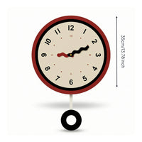 Wall Clock with Pendulum Decorative Pendulum Wall Clock Round Retro-Inspired for Homeowners, Living Room, Entryway