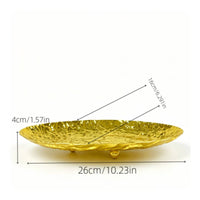 Raised Feet Oval Footed Tray Shallow Hammered Metal Tray Easy to Clean Textured Finish Artisan-Made for Tabletop Display
