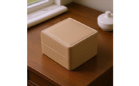 Stitched Edges PU Leather Watch Box Rigid Hinged Watch Box Compact Storage Case Gift Idea