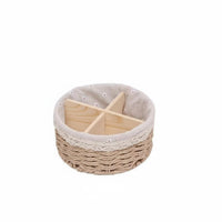 Compartmentalized Design 3-Compartment Woven organizer adaptable Desktop Organizer Natural Fibers Storage container Handwoven for Makeup Users, Office Workers, Entryway, Bedroom, Bathroom, Living Room