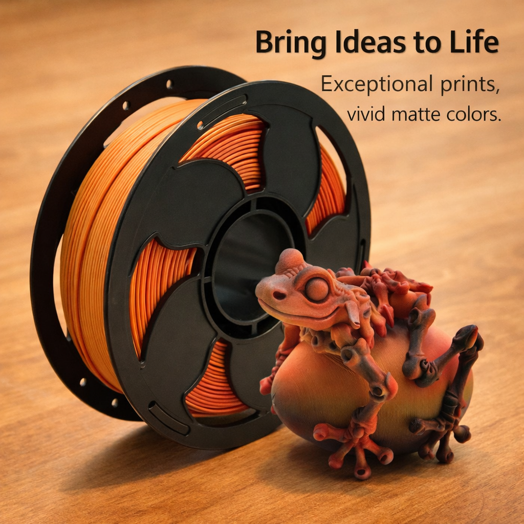 Matte PLA 1.75mm 1kg Spool Printer Filament for Hobbyists, Dimensional Accuracy ±0.03mm, Smooth Finish