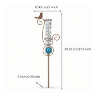 Decorative Bird Rain Gauge with Metal Stake Easy to Read Glass Rain Gauge with Metal Stake Attractive Beautiful for Gardeners