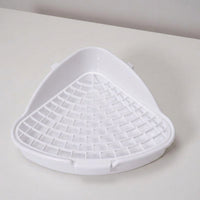Bunny Litter Tray and Bunny Litter Box, Shallow Bunny Restroom Tray for Guinea Pigs, Triangular Corner Toilet with Removable Grate