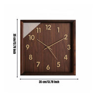 Square Wooden Clock Minimalist Design Silent Wall Clock Reinforced Glass Surface Decor for Bedroom