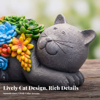 Sun-Powered Feline Statue Cute Design Resin Cat Outdoor Light Weather Resistant Outdoor Lighting for Gardeners, Lawn, Backyard, Patio
