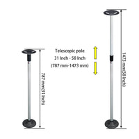 Telescopic Marine Support Pole Wide Flat Base Boat Tarp Support Pole Silver Shaft