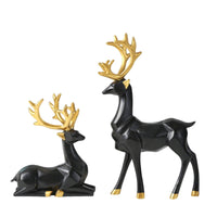 2 Pieces Nordic Design Deer Figurine Modern Deer Sculpture Artistic Design Reindeer Statue Resin Material for Living Room, Wine Cabinet, Entryway