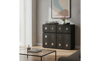 4 Pieces Modular Cabinet Stackable Cabinet with Doors Retro Storage Unit for Living Room, Bedroom