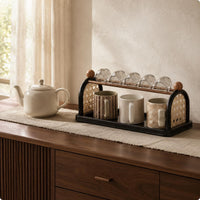 Desktop Storage Rack Woven Design Tabletop Organizer Vintage Inspired for Table